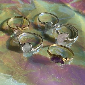 Wire-wrapped crystal ring